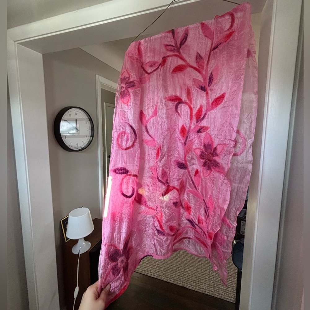 Floral felted scarf
